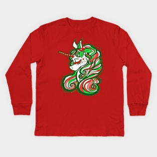 Holly Jolly Unicorn Kids Long Sleeve T-Shirt